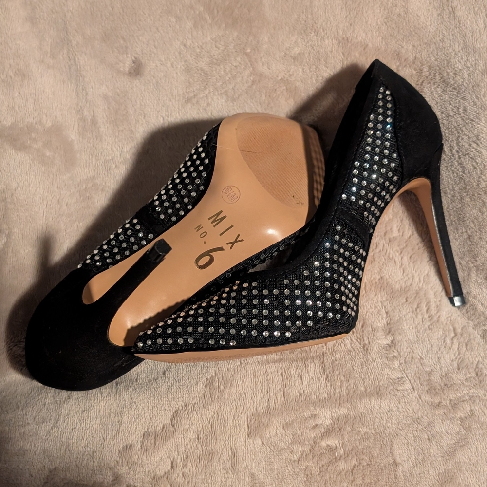 Mix No. 6 Black and Silver Studded Heels - Picture 3 of 3